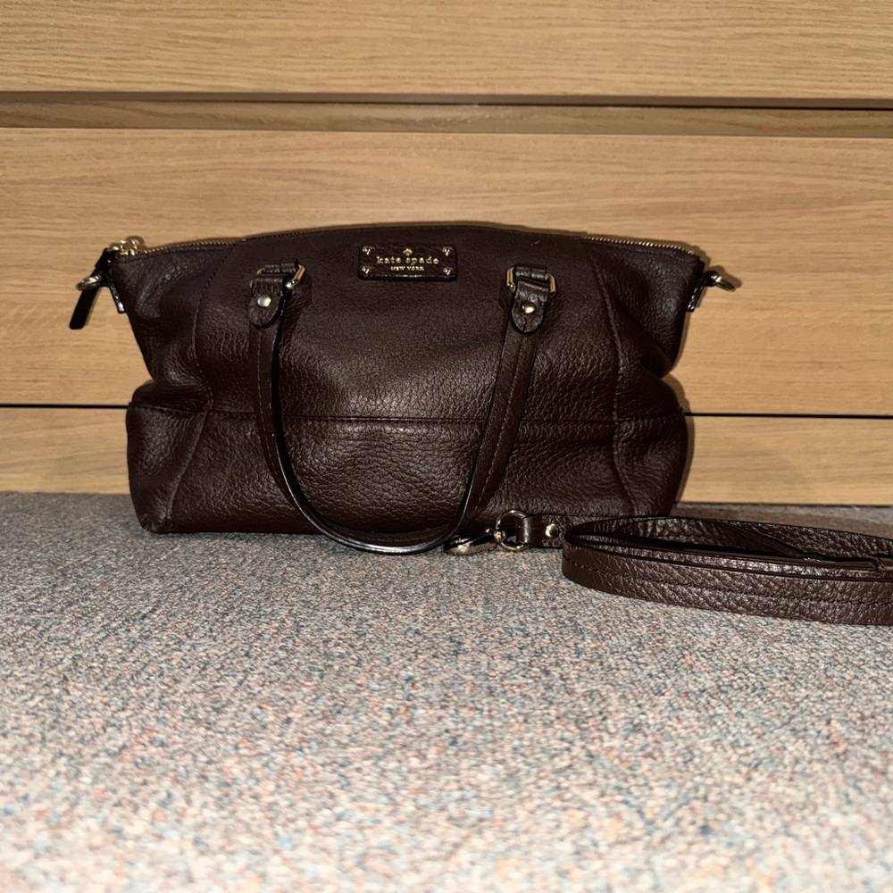 KATE SPADE NEW YORK BROWN LEATHER GROVE COURT SMALL SLOAN SATCHEL BAG